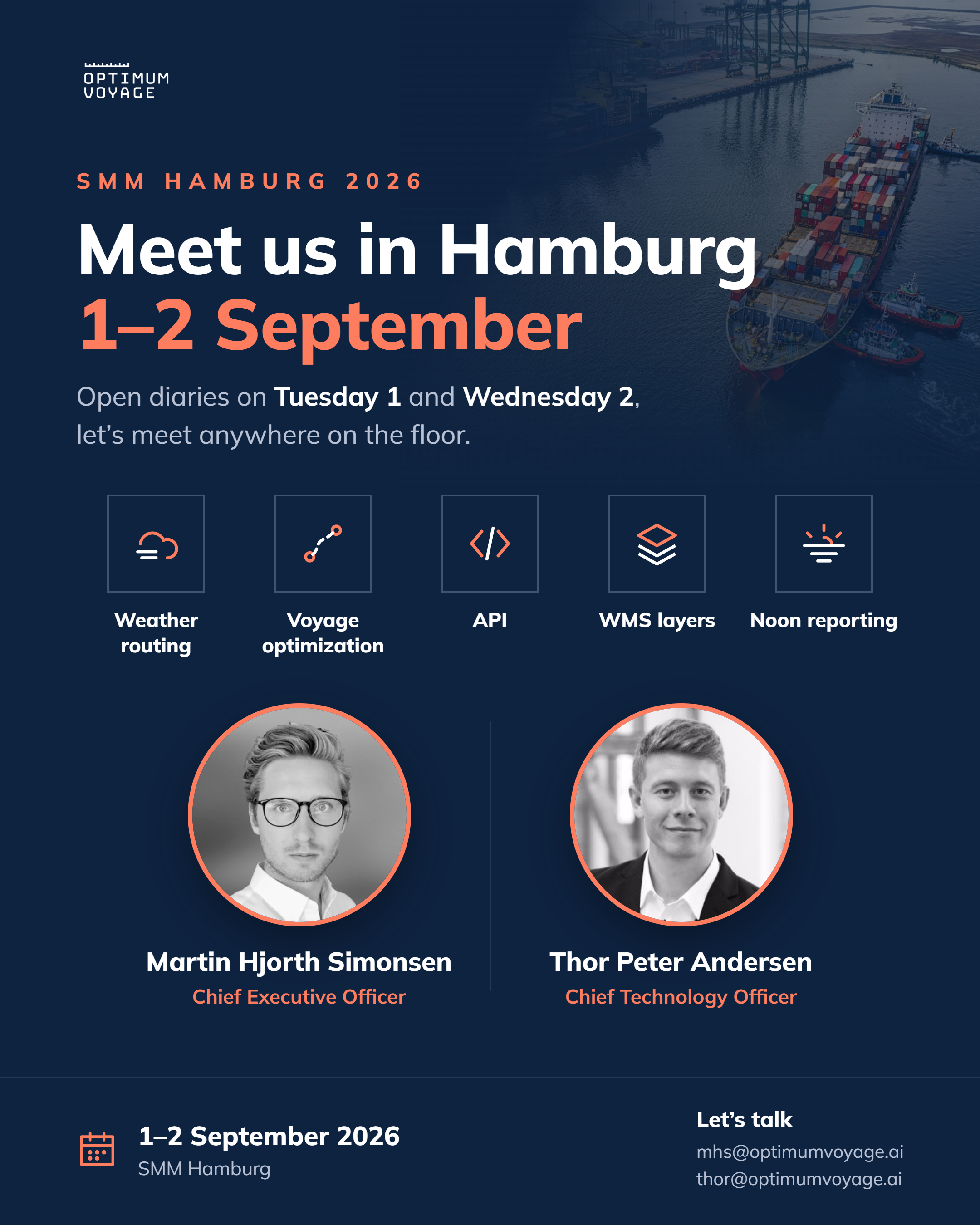 Meet us in Hamburg, 1 to 2 September: Martin Hjorth Simonsen, CEO, and Thor Peter Andersen, CTO