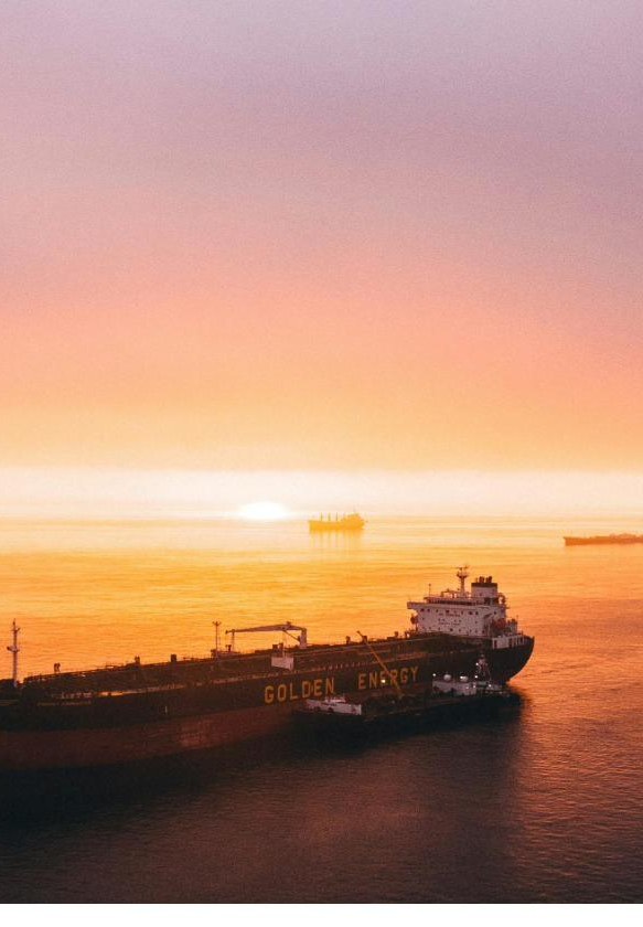 Tanker at sunset